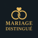Logo carré de l'entreprise Mariage Distingué, combinant une icône élégante de mariage avec une voiture de luxe, représentant les services de photographie de mariage et de location de voiture avec chauffeur.